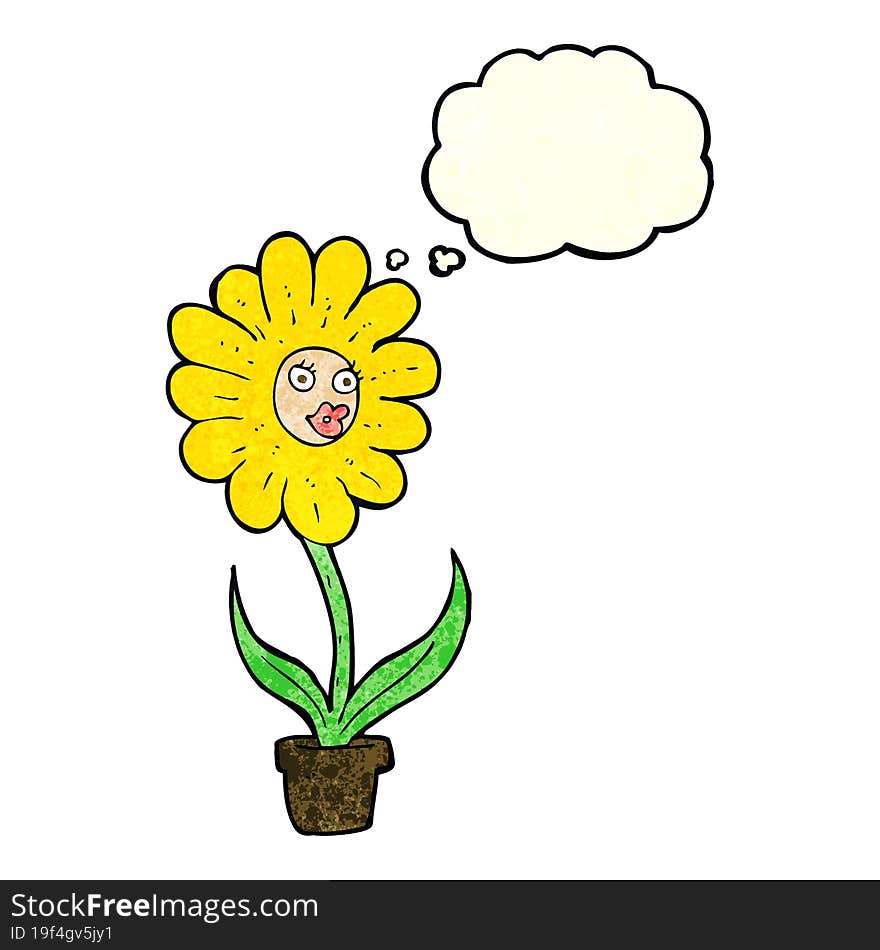 cartoon flower with thought bubble