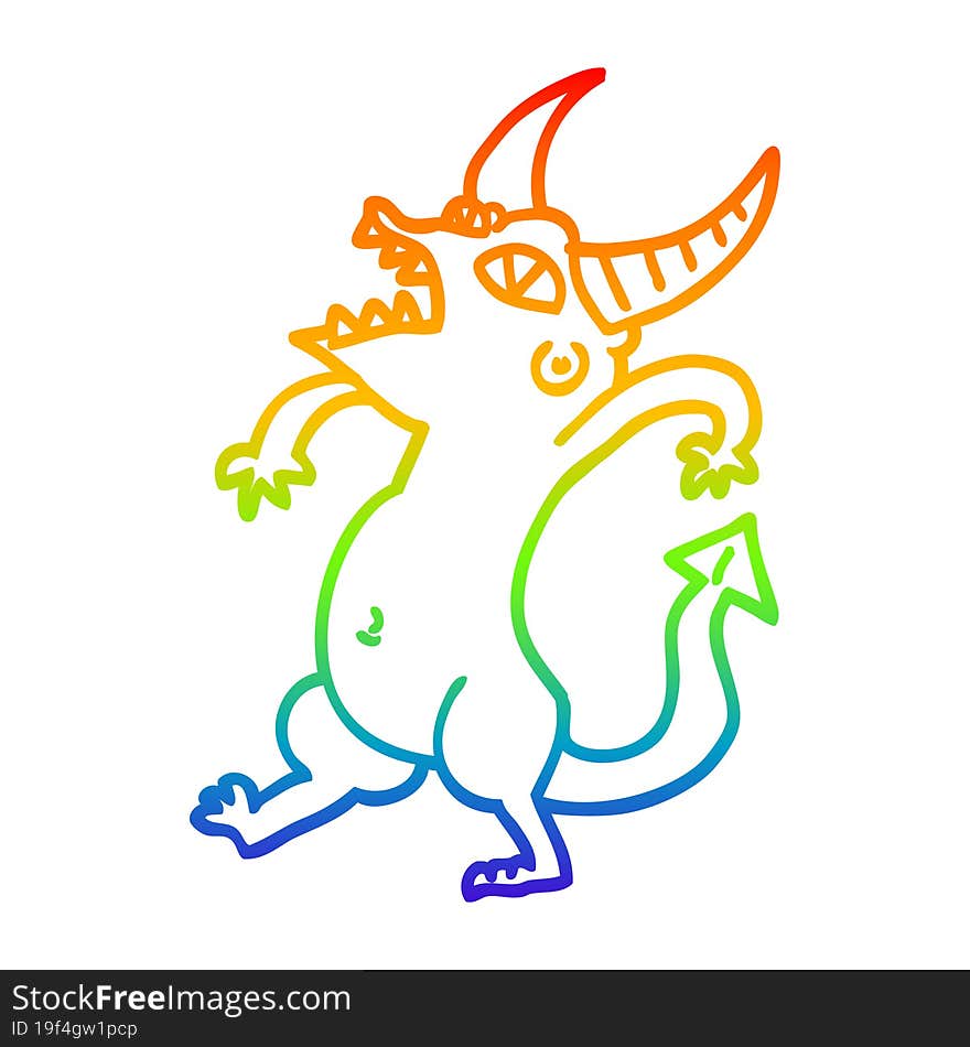 rainbow gradient line drawing cartoon halloween monster