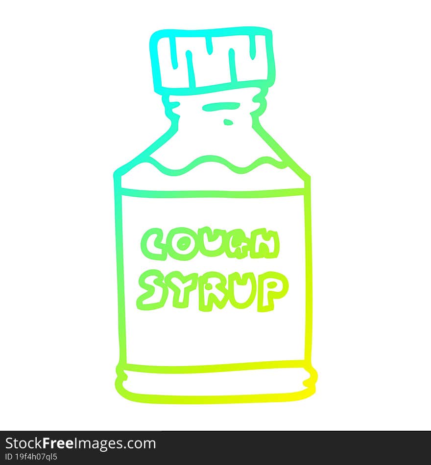 cold gradient line drawing cartoon cough syrup