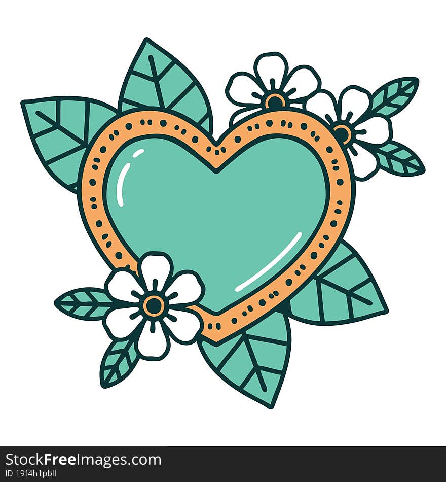 tattoo style icon of a botanical heart