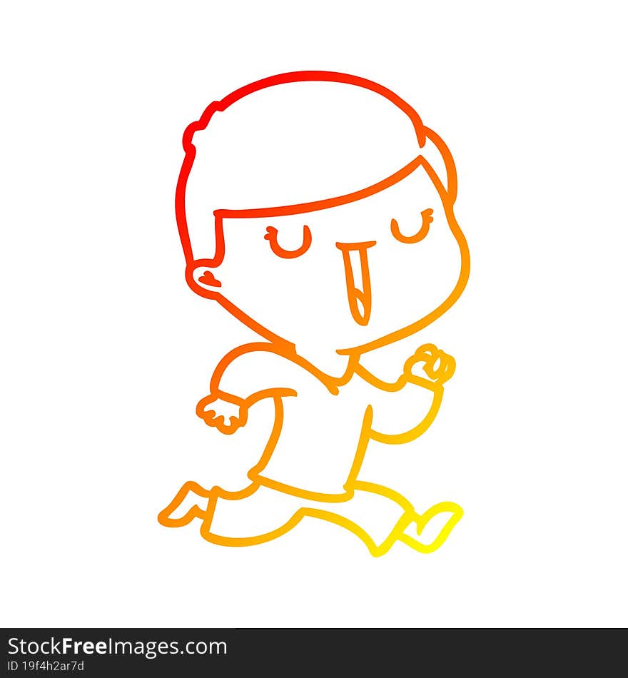 Warm Gradient Line Drawing Cartoon Happy Boy