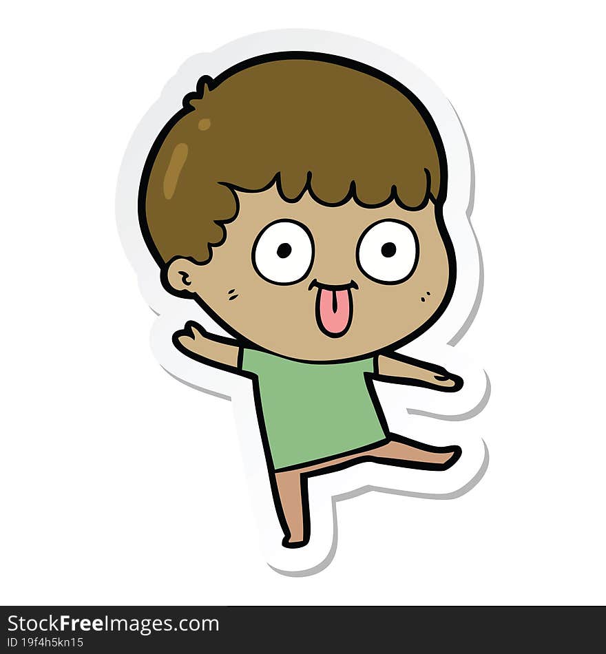 Sticker Of A Cartoon Dumb Kid