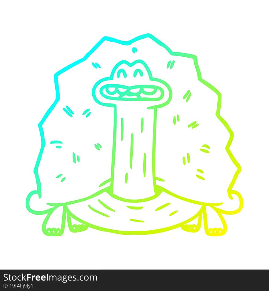 cold gradient line drawing funny cartoon turtle