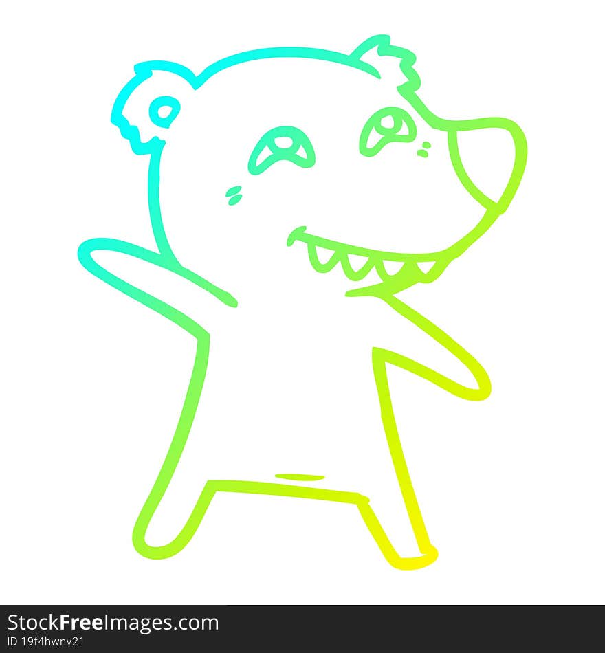 cold gradient line drawing of a cartoon bear dancing