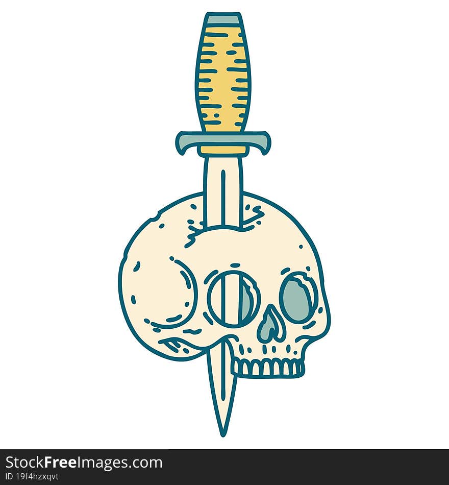 Tattoo Style Icon Of A Skull And Dagger