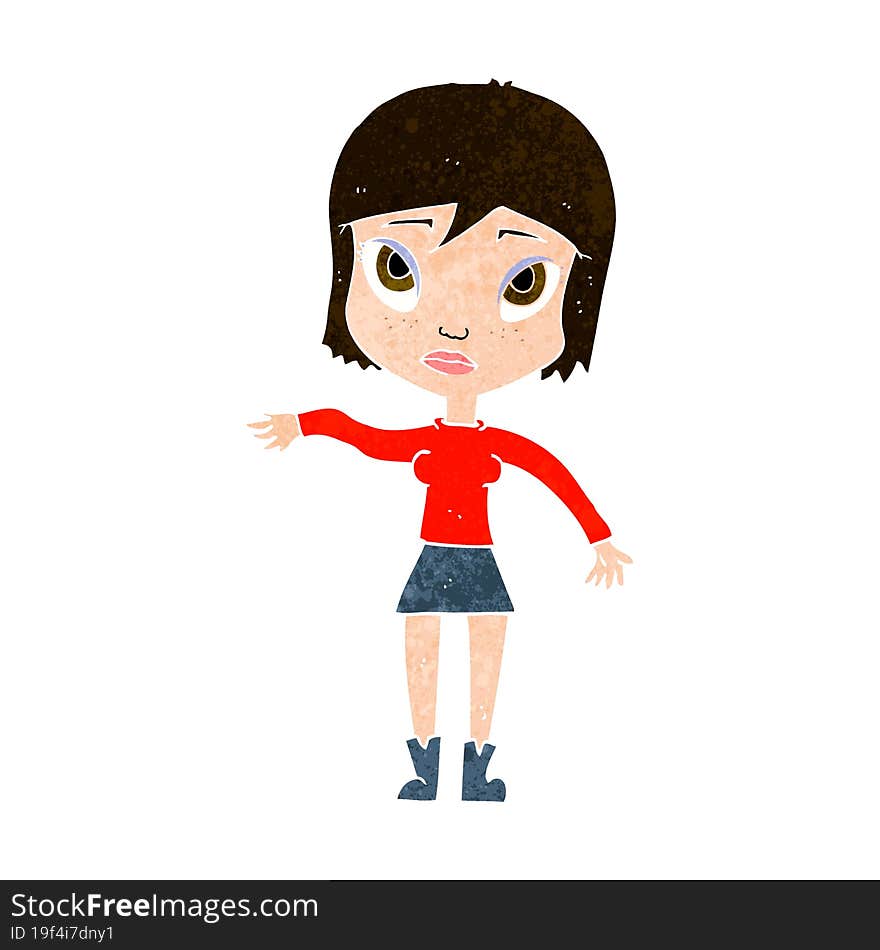 cartoon woman waving hand