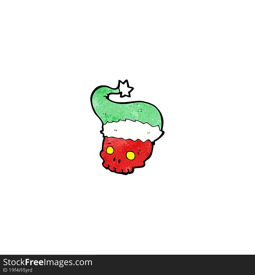 Cartoon Skull In Christmas Hat