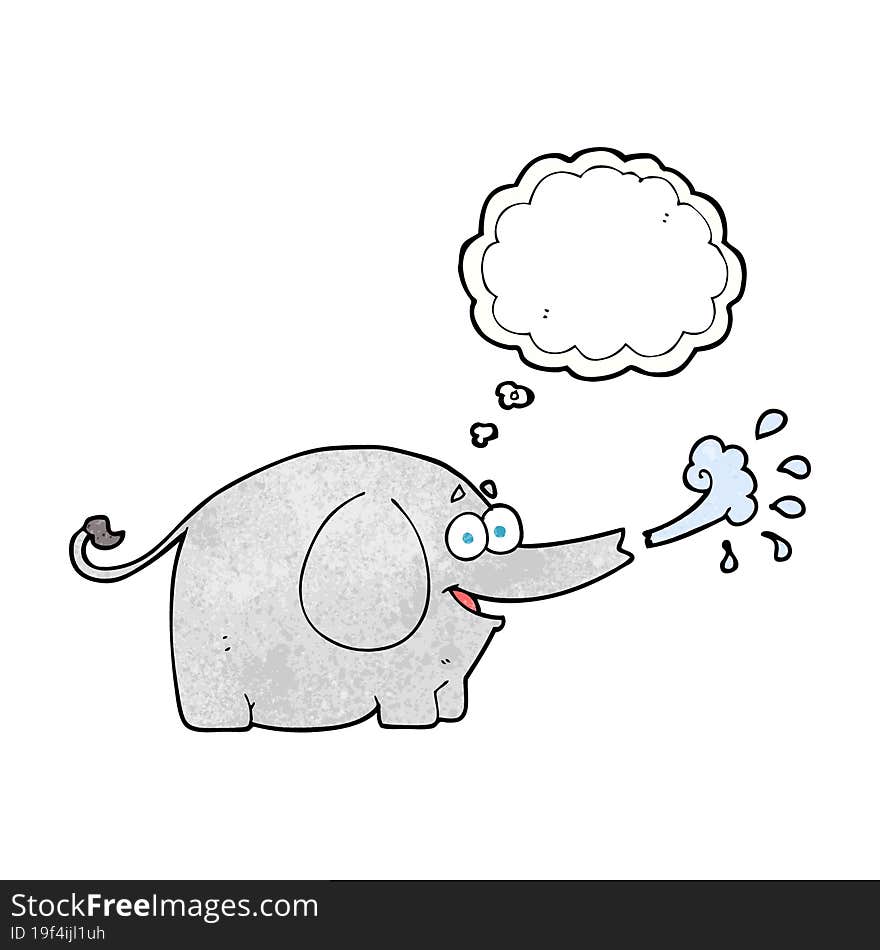 thought bubble textured cartoon elephant squirting water