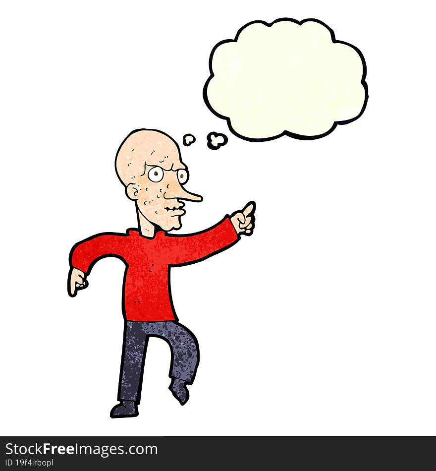 Cartoon Angry Old Man With Thought Bubble