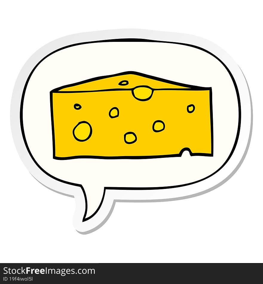 cartoon cheese and speech bubble sticker