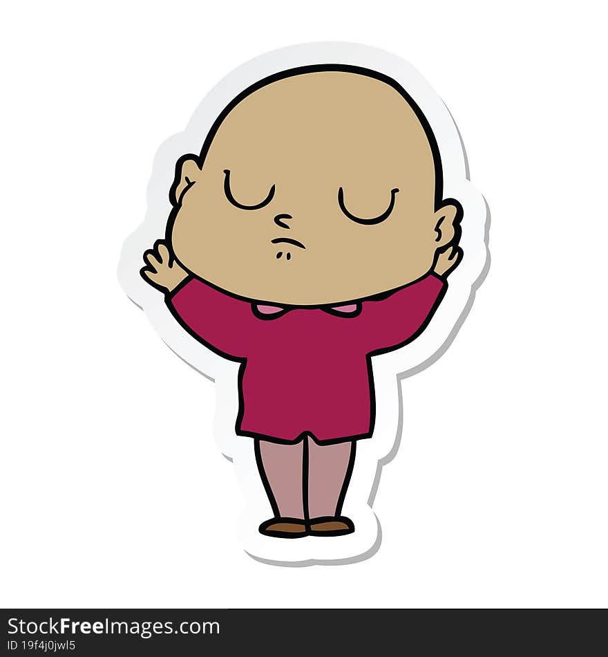 sticker of a cartoon bald man