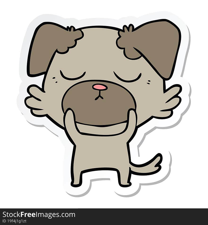 Sticker Of A Cute Cartoon Dog