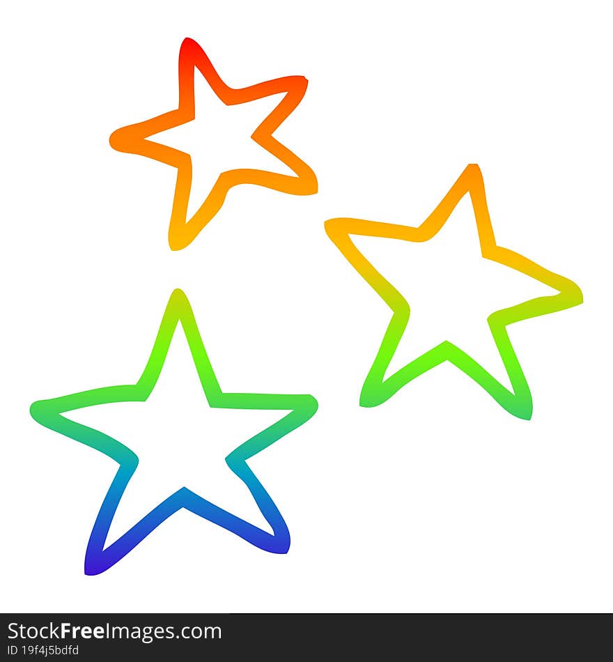 rainbow gradient line drawing cartoon star symbols