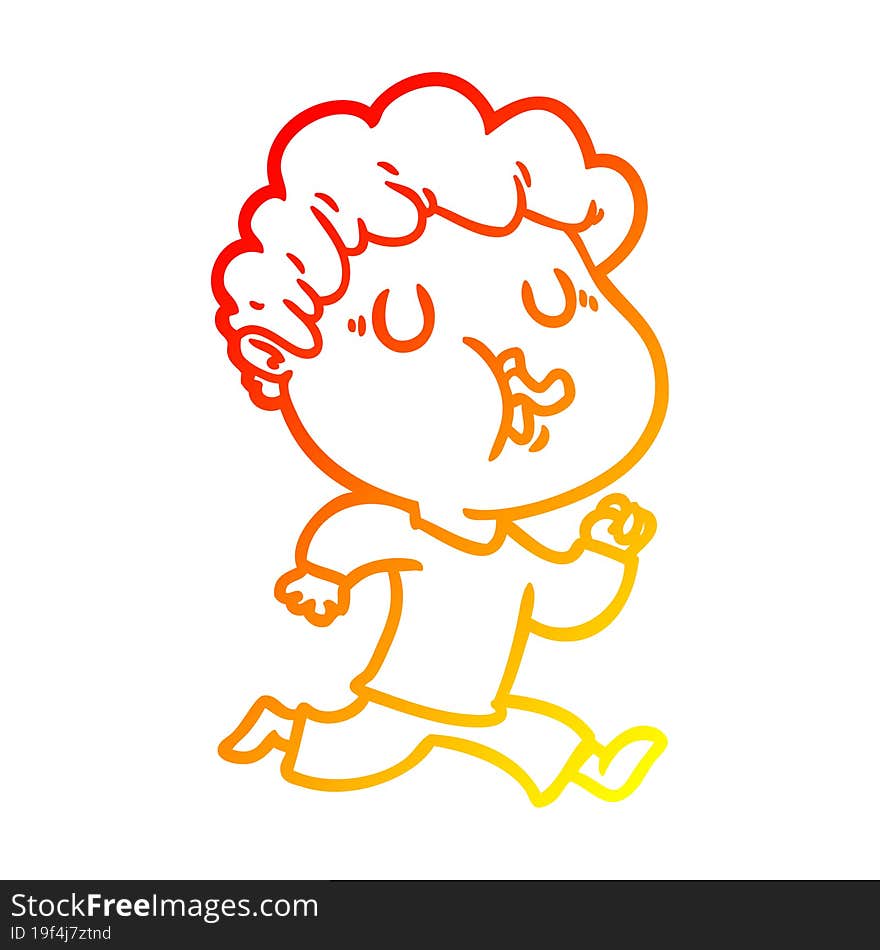 Warm Gradient Line Drawing Cartoon Man Singing