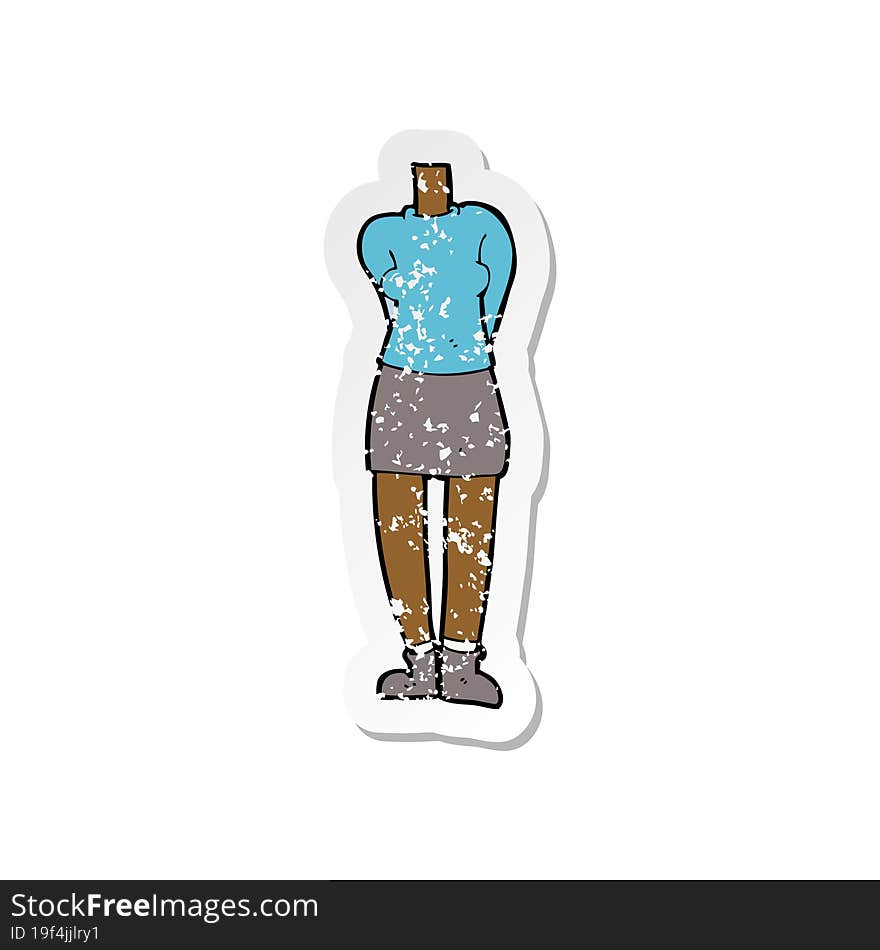 Retro Distressed Sticker Of A Cartoon Female Body