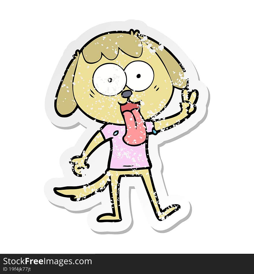 Distressed Sticker Of A Cute Cartoon Dog