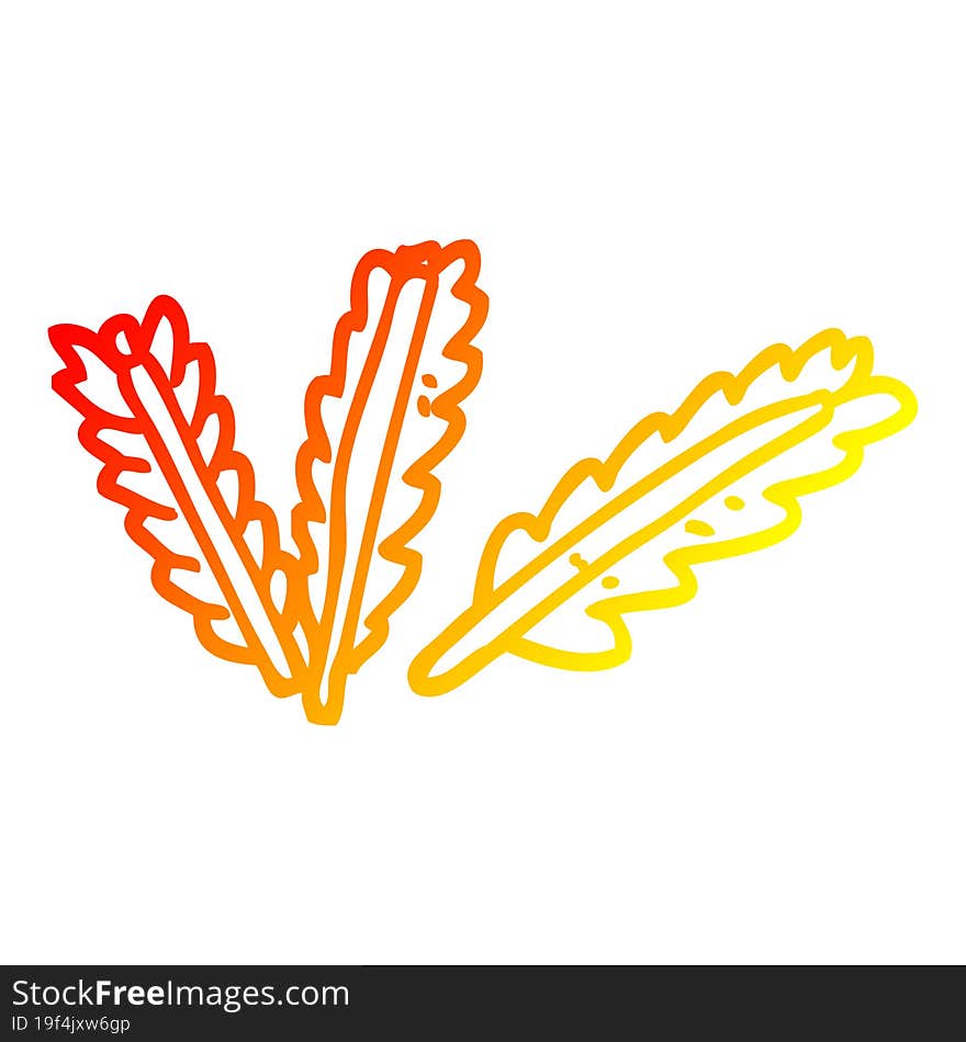 warm gradient line drawing cartoon scattered leaves