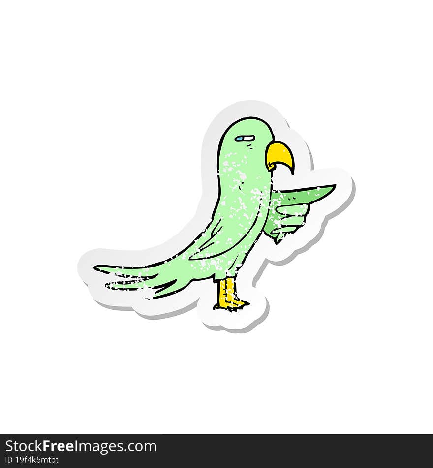 Retro Distressed Sticker Of A Cartoon Parrot