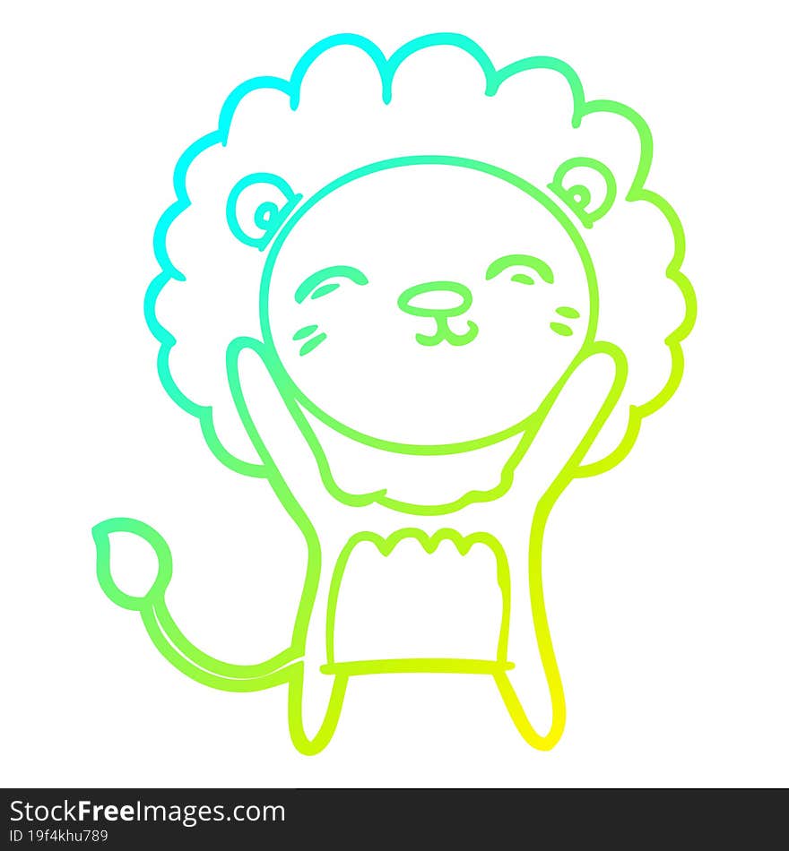 cold gradient line drawing of a cartoon lion