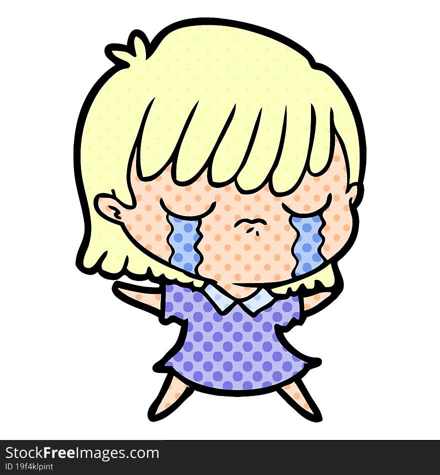 cartoon woman crying. cartoon woman crying