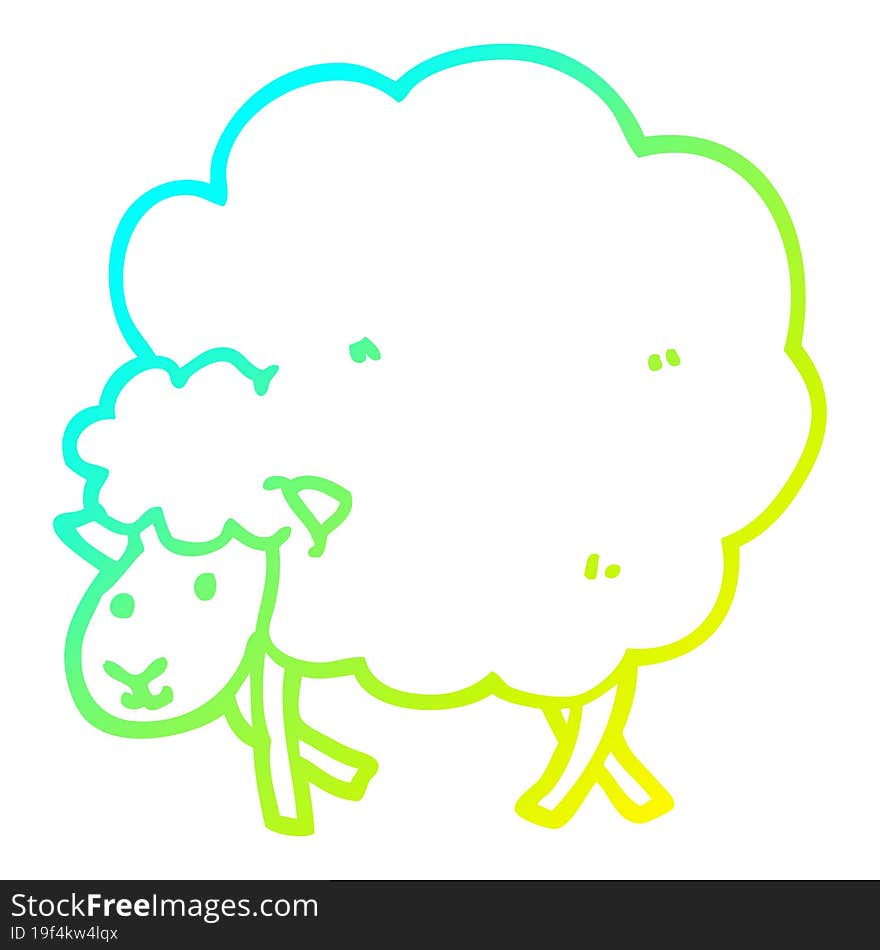 cold gradient line drawing cartoon sheep