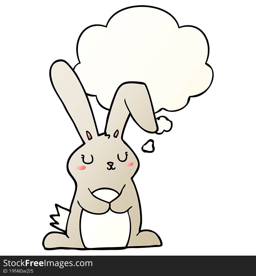 cartoon rabbit and thought bubble in smooth gradient style