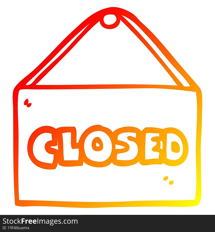 warm gradient line drawing of a cartoon closed sign