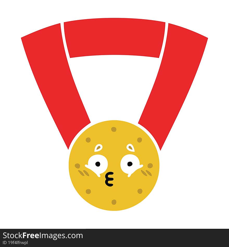 Flat Color Retro Cartoon Gold Medal