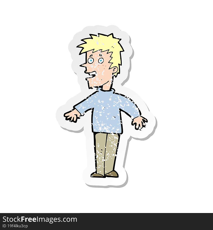 retro distressed sticker of a cartoon happy boy