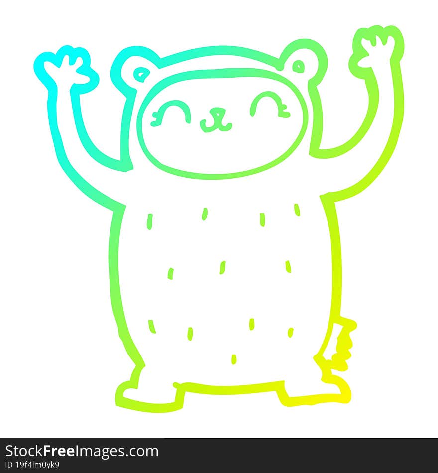 cold gradient line drawing of a cute cartoon bear