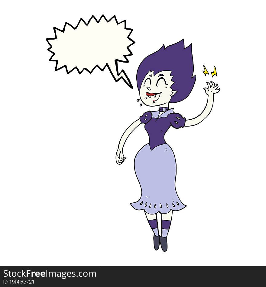 freehand drawn speech bubble cartoon vampire girl