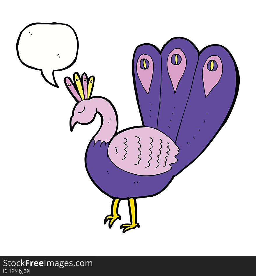 Cartoon Peacock With Speech Bubble