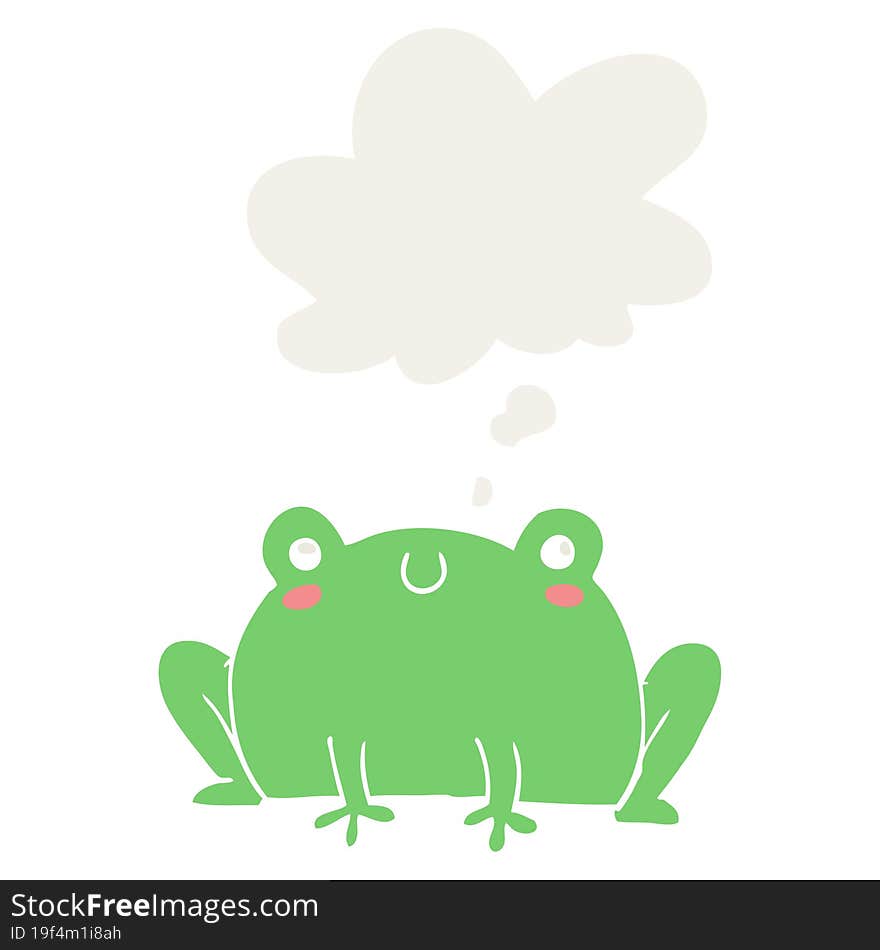 Cartoon Frog And Thought Bubble In Retro Style