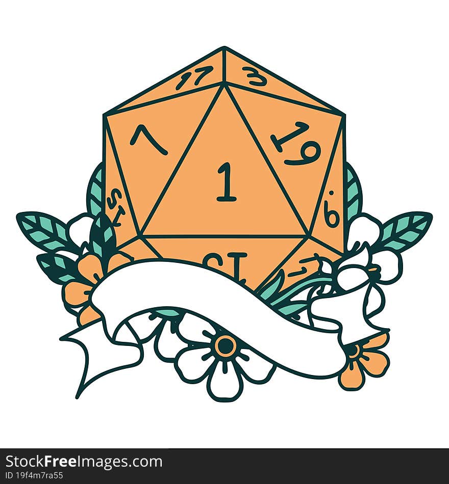 natural one d20 dice roll illustration