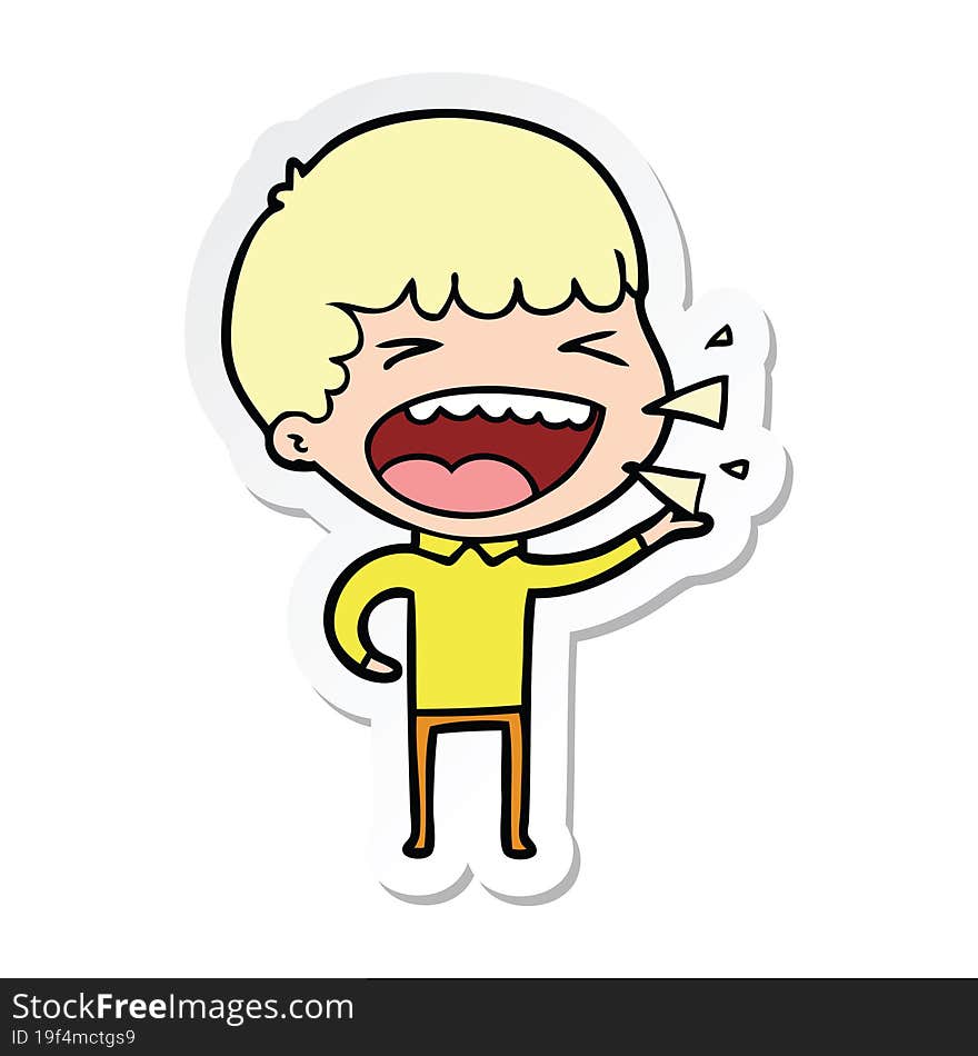 Sticker Of A Cartoon Laughing Man