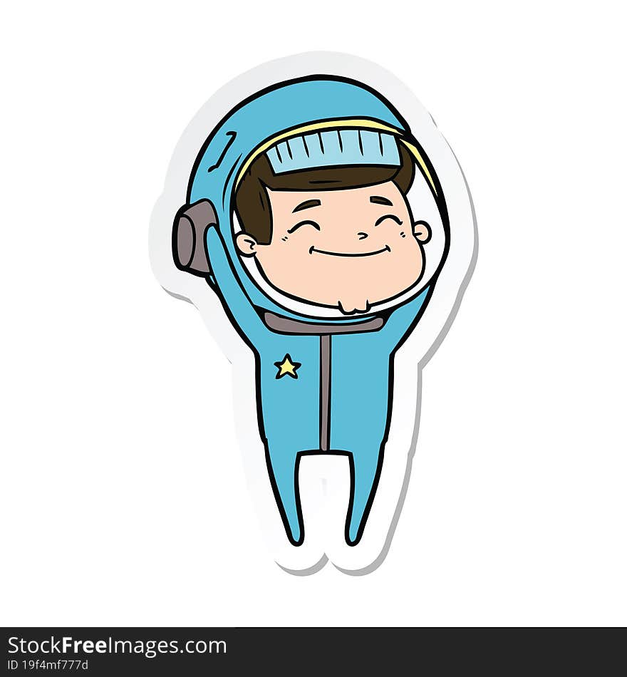 Sticker Of A Happy Cartoon Astronaut