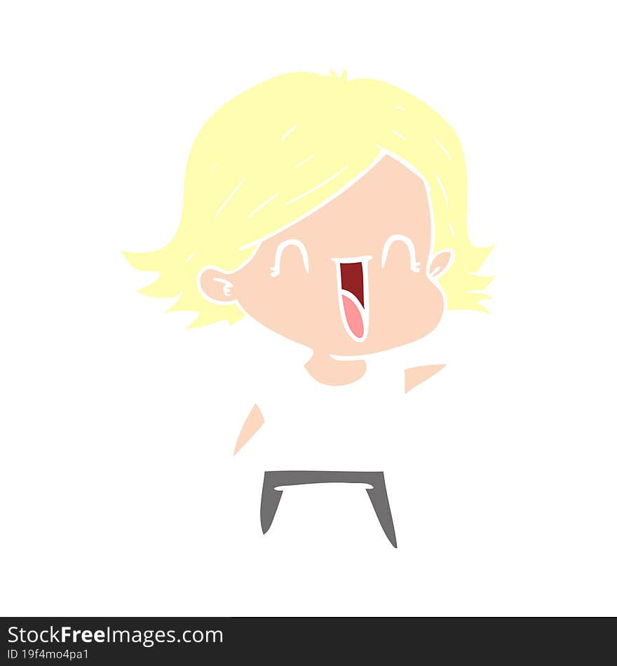 flat color style cartoon happy woman