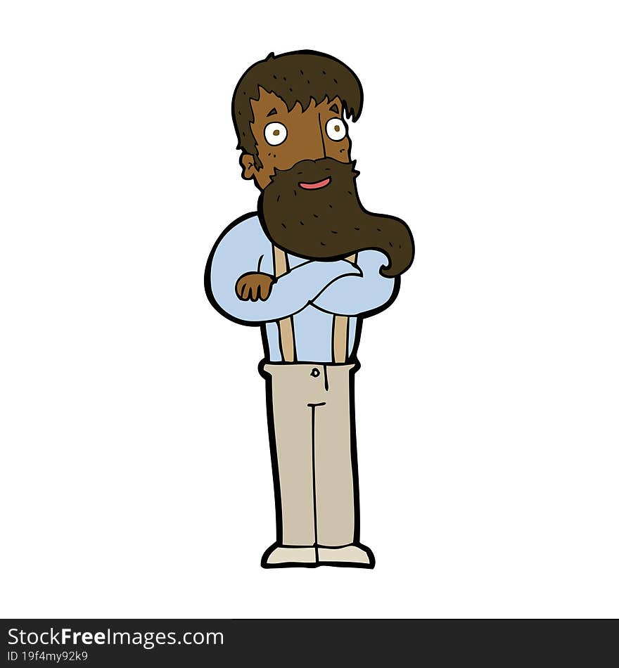 cartoon bearded hipster man