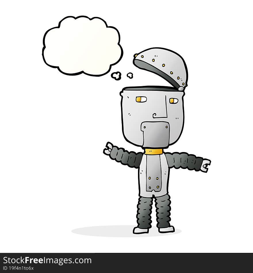 cartoon robot with thought bubble