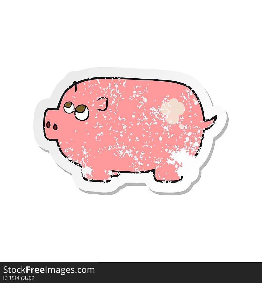 Retro Distressed Sticker Of A Cartoon Piggy Bank