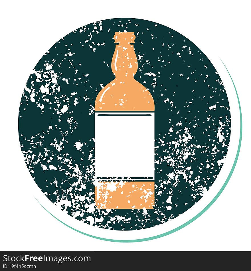 Distressed Sticker Tattoo Style Icon Of A Bottle