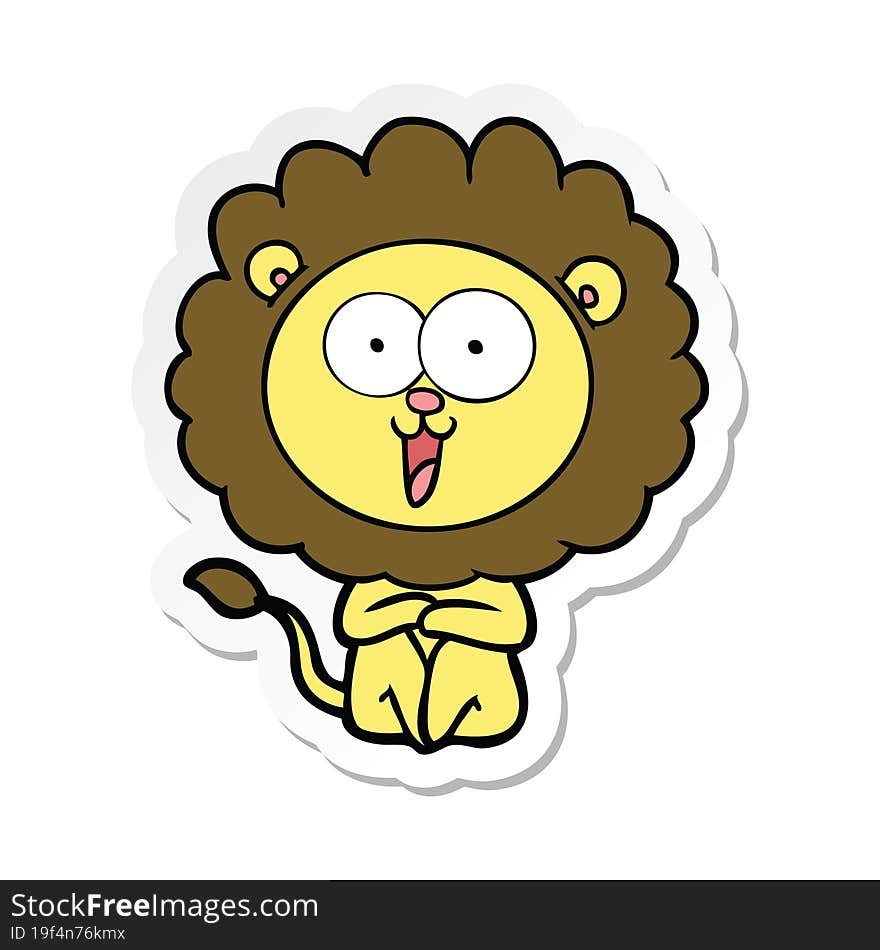 sticker of a happy cartoon lion