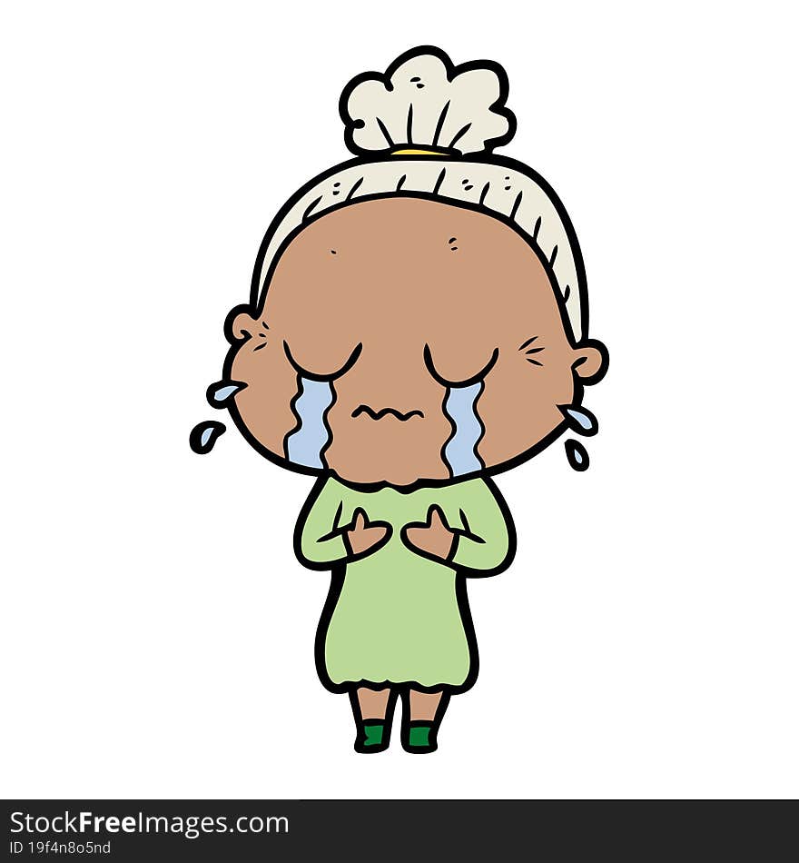 cartoon crying old lady. cartoon crying old lady