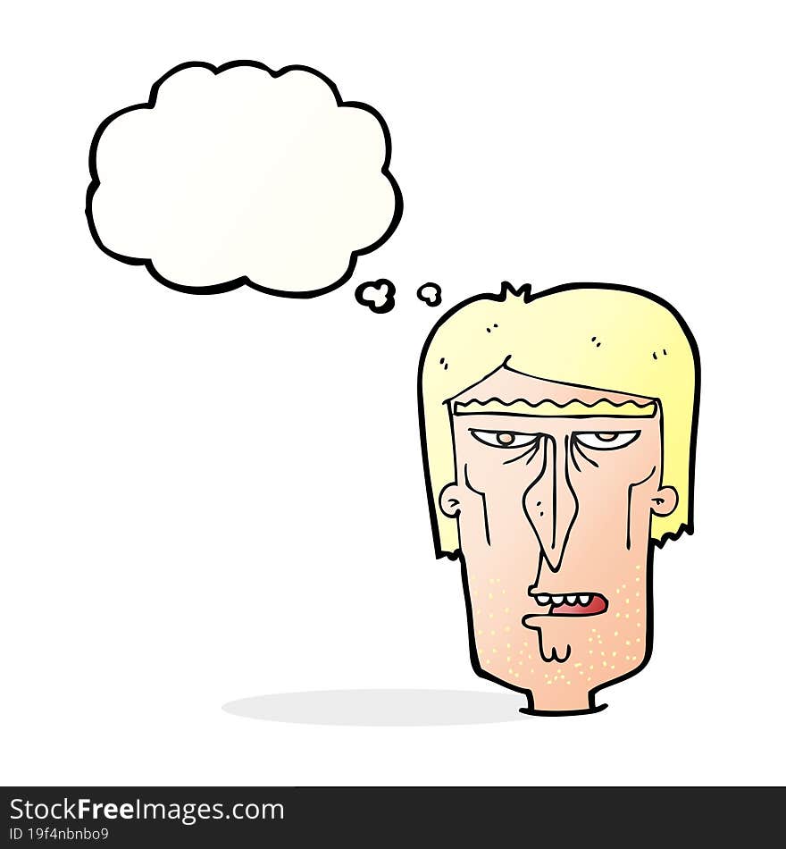 cartoon angry face with thought bubble