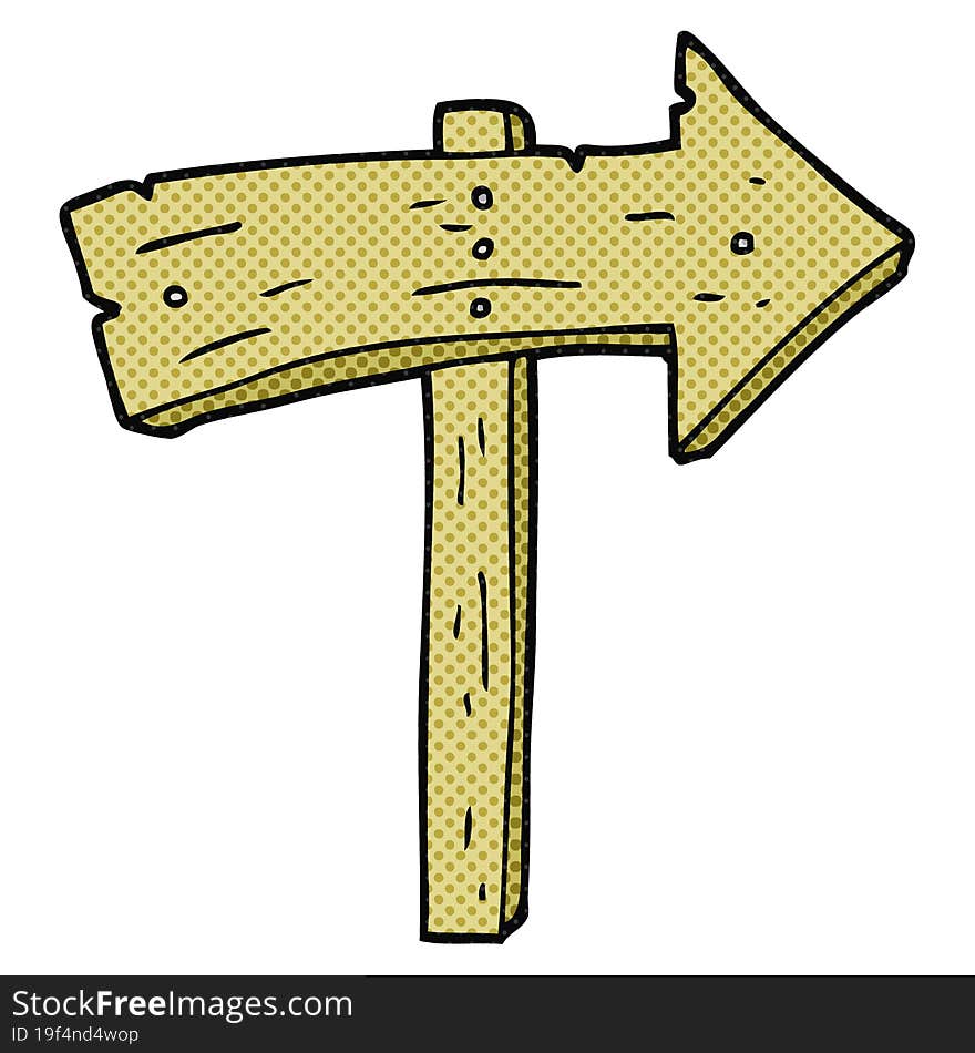 Cartoon Wooden Direction Arrow