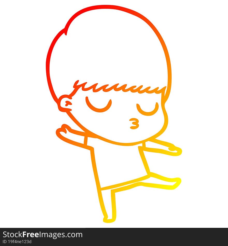 warm gradient line drawing cartoon calm boy