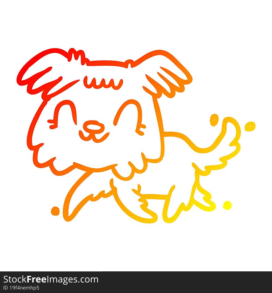 Warm Gradient Line Drawing Little Dog