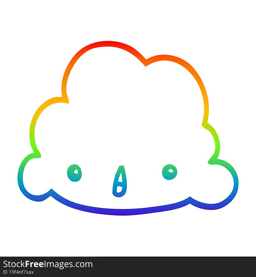 rainbow gradient line drawing cartoon cloud