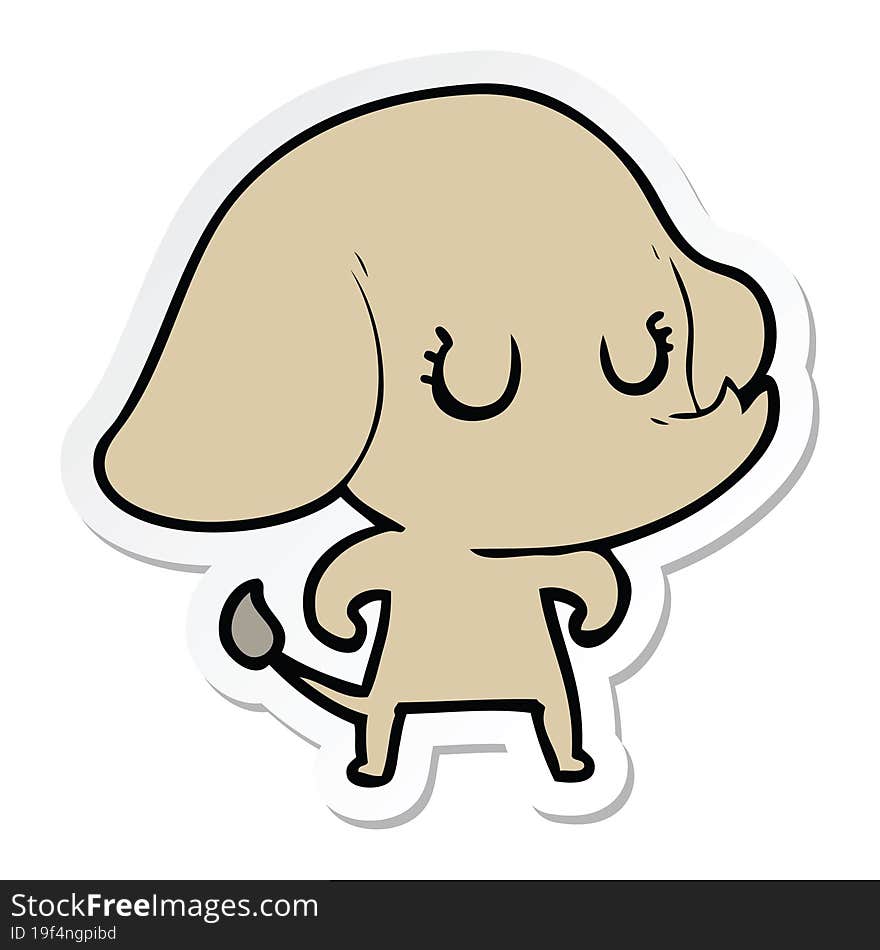 sticker of a cute cartoon elephant