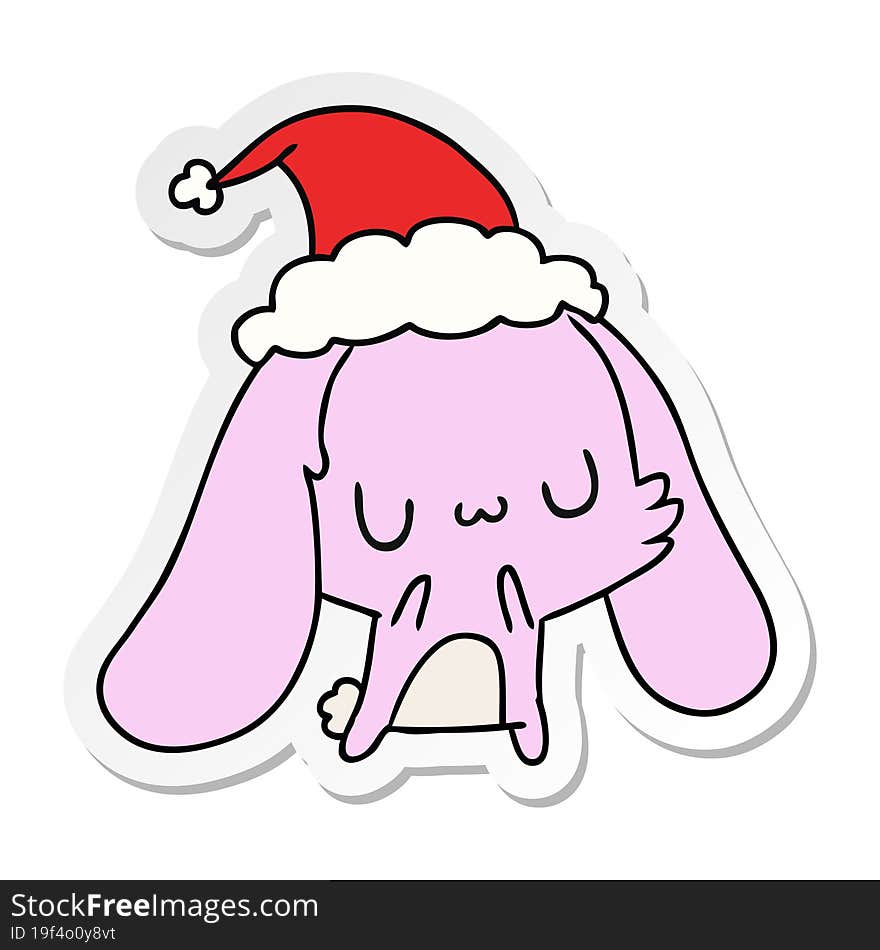 christmas sticker cartoon of kawaii rabbit